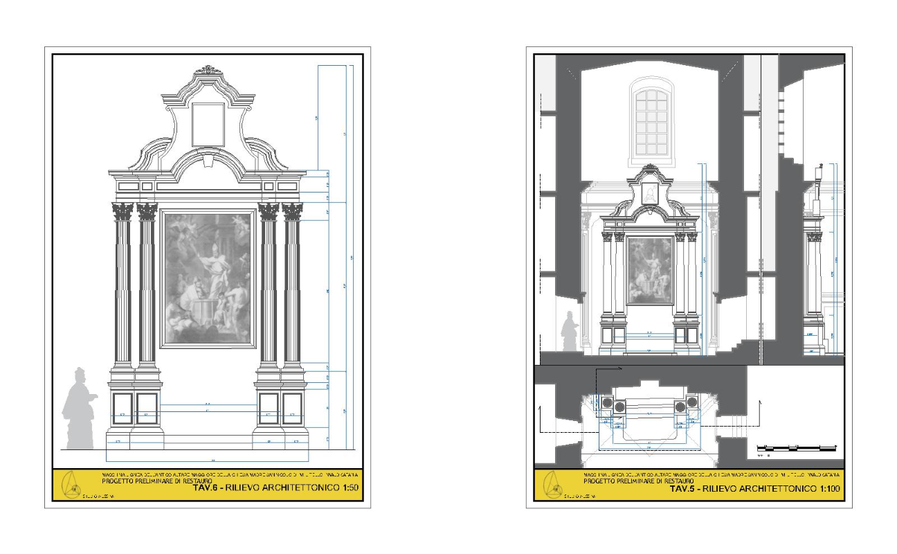 Rilievo per restauro e ipotesi per nuova collocazione macchina lignea di un altare del XVIII secolo
